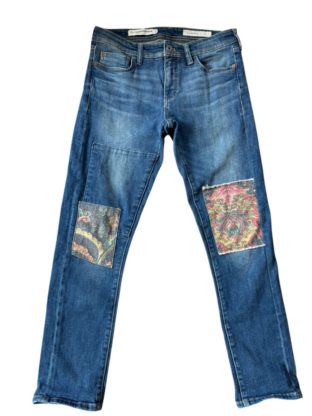 Pilcro Boho Patch Slim Boyfriend Jeans